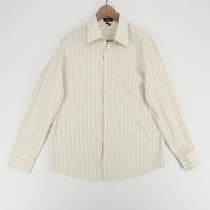 Theory For SCOOP Shirt Mens XL Beige Striped Long Sleeve Button‎ Up Klaus